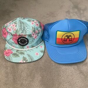 Set of two hats. One “dad” hat, one “trucker” hat.